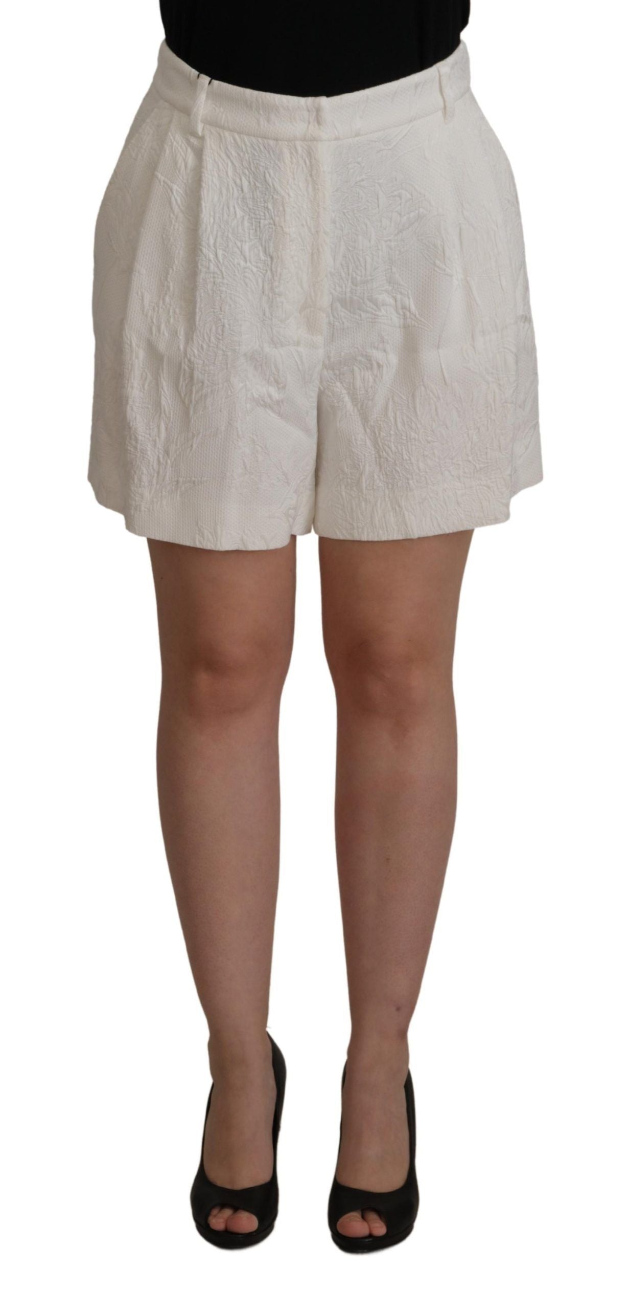 Vita högmidjade culotteshorts i bomull