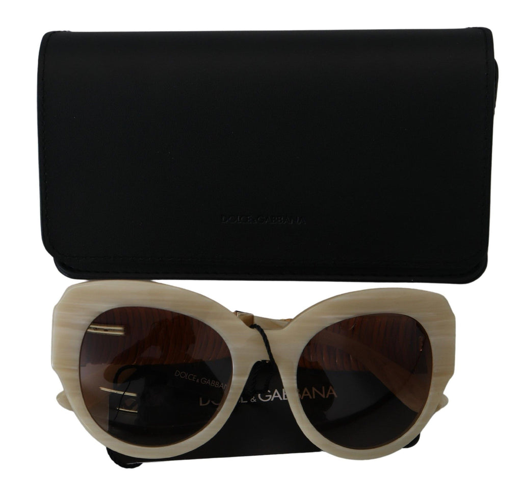 Beige Acetat Helbågade Bruna Glas DG4294 Solglasögon