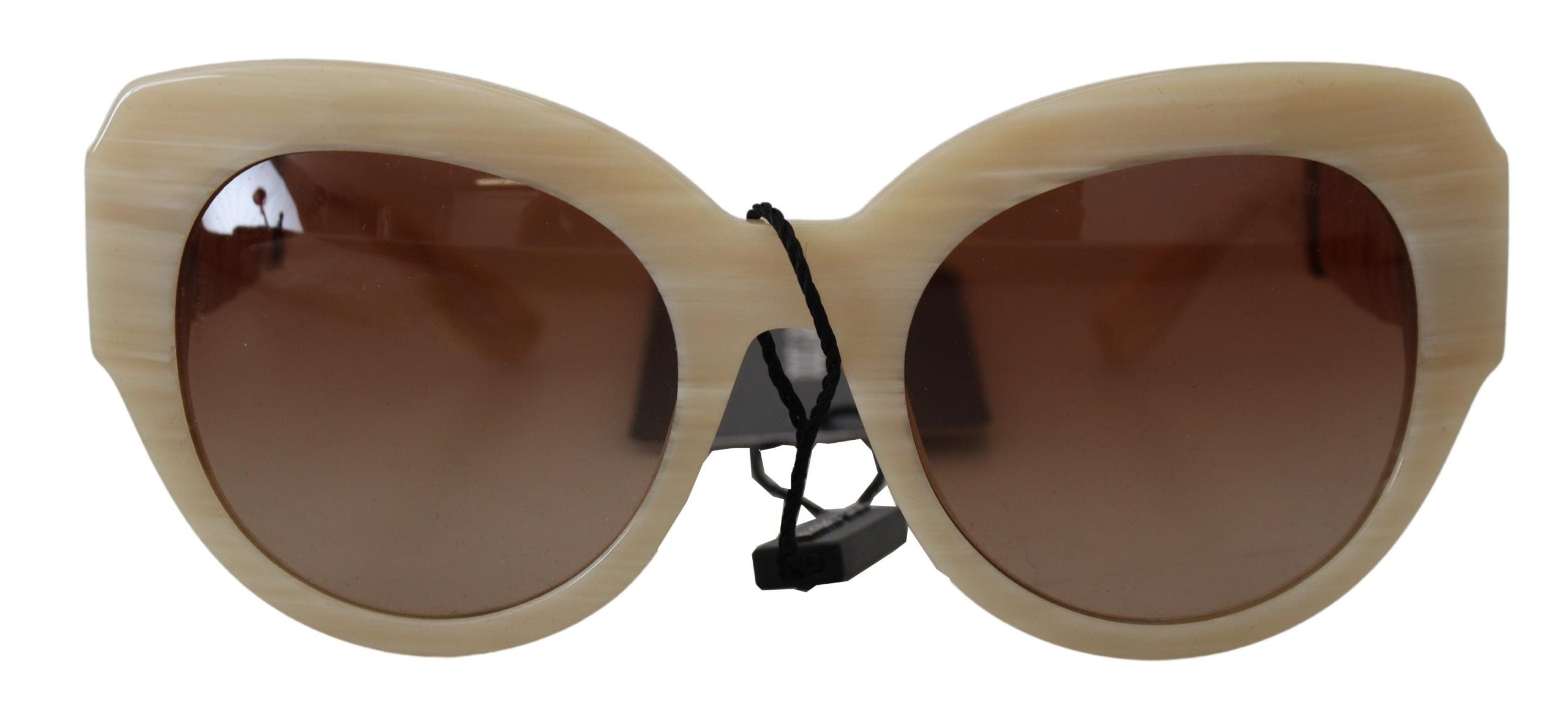 Beige Acetat Helbågade Bruna Glas DG4294 Solglasögon