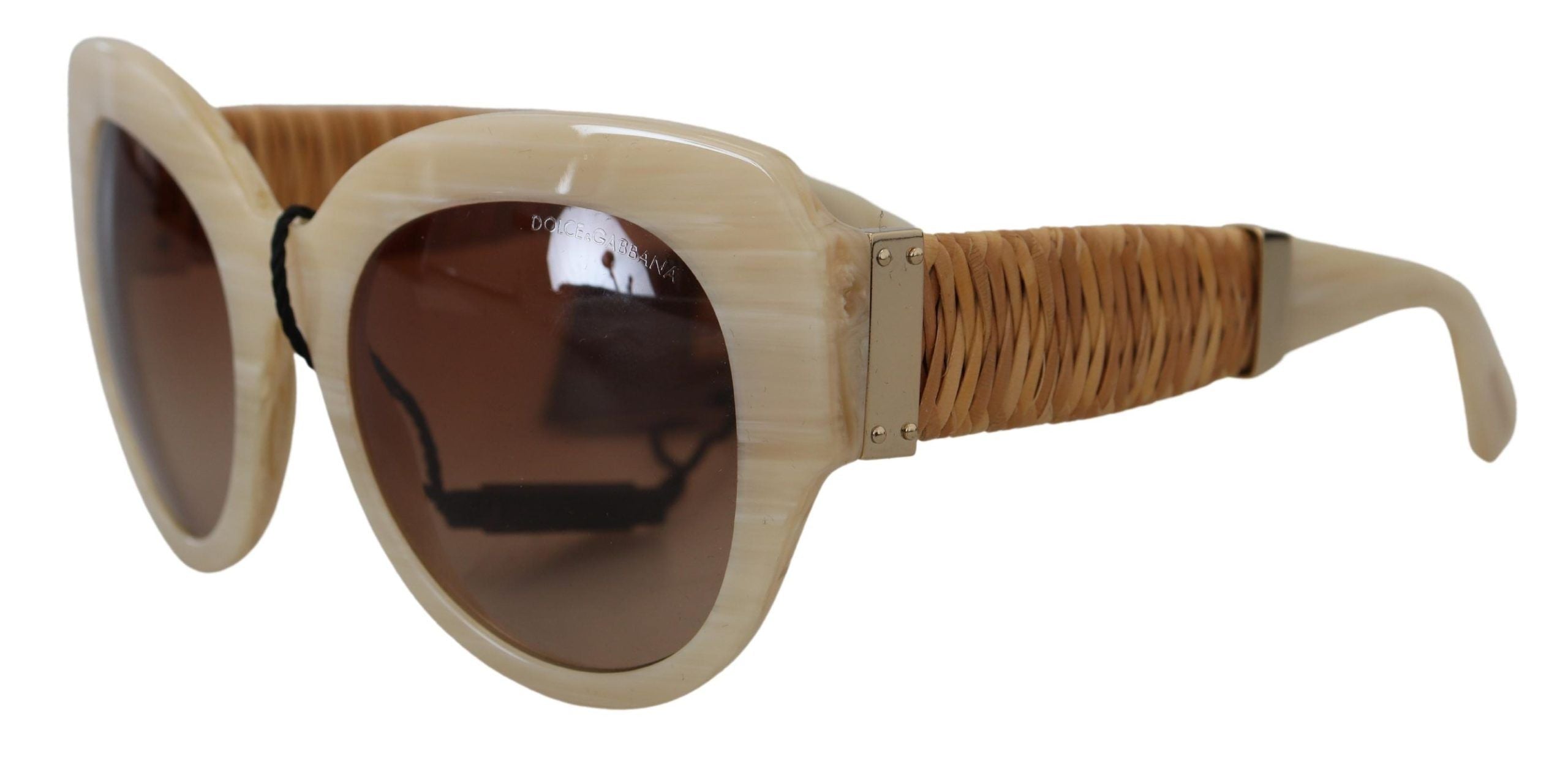Beige Acetat Helbågade Bruna Glas DG4294 Solglasögon