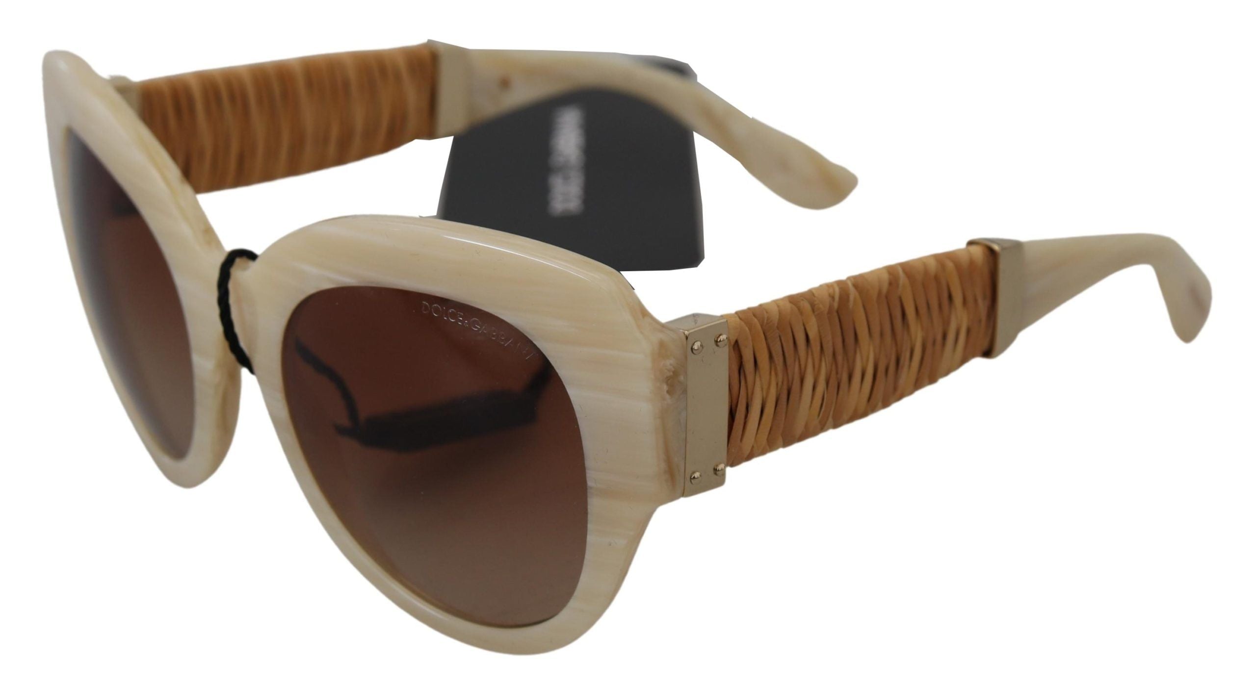 Beige Acetat Helbågade Bruna Glas DG4294 Solglasögon