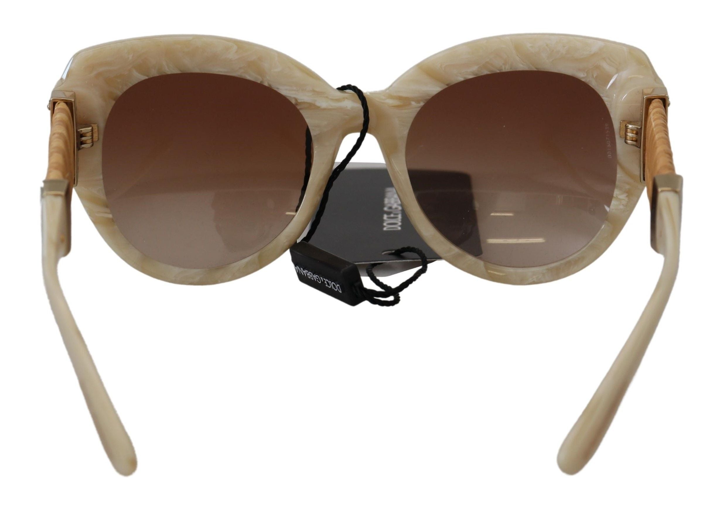 Beige Acetat Helbågade Bruna Glas DG4294 Solglasögon