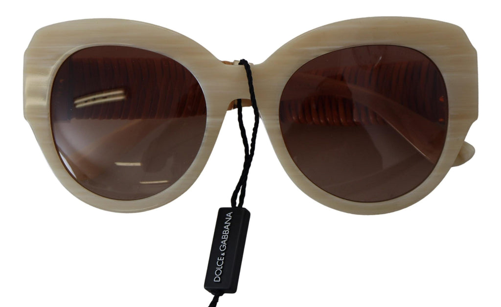 Beige Acetat Helbågade Bruna Glas DG4294 Solglasögon