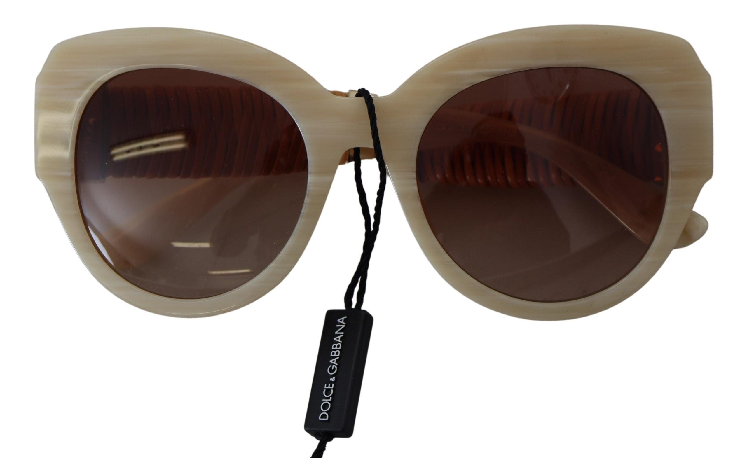 Beige Acetat Helbågade Bruna Glas DG4294 Solglasögon