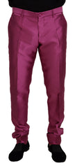 Dolce & Gabbana Pink Silk Slim Trousers Dress Formal Pants