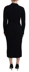 Dolce & Gabbana Black Wool Knitted Sheath Sweater Dress