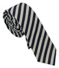 Denny Rose White Blue Striped Classic Adjustable Men Silk Tie