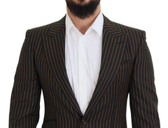 Dolce & Gabbana Black Brown Stripes Single Breasted Blazer