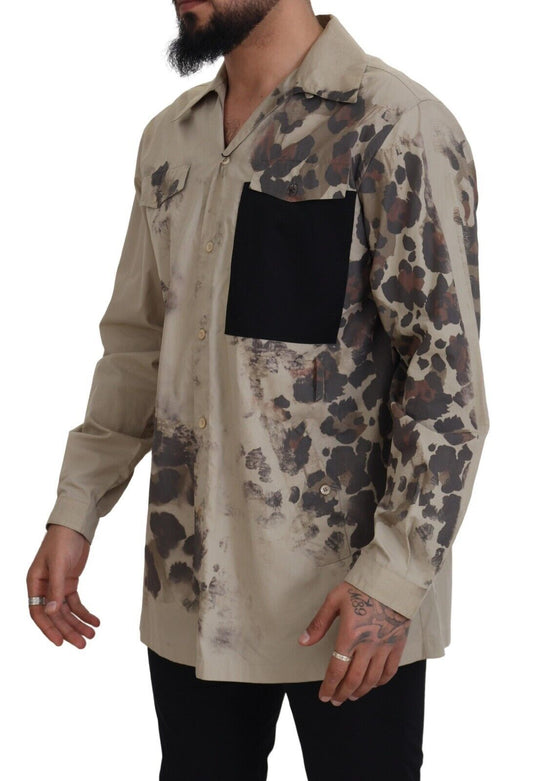 Dolce &amp; Gabbana Beige Kamouflage Bomull Långärmad Skjorta