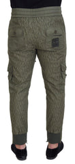 Dolce & Gabbana Green Striped Cargo Zipper Leg Men Trouser Pants