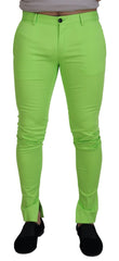 Dolce & Gabbana Light Green Cotton Skinny Men Trousers Pants