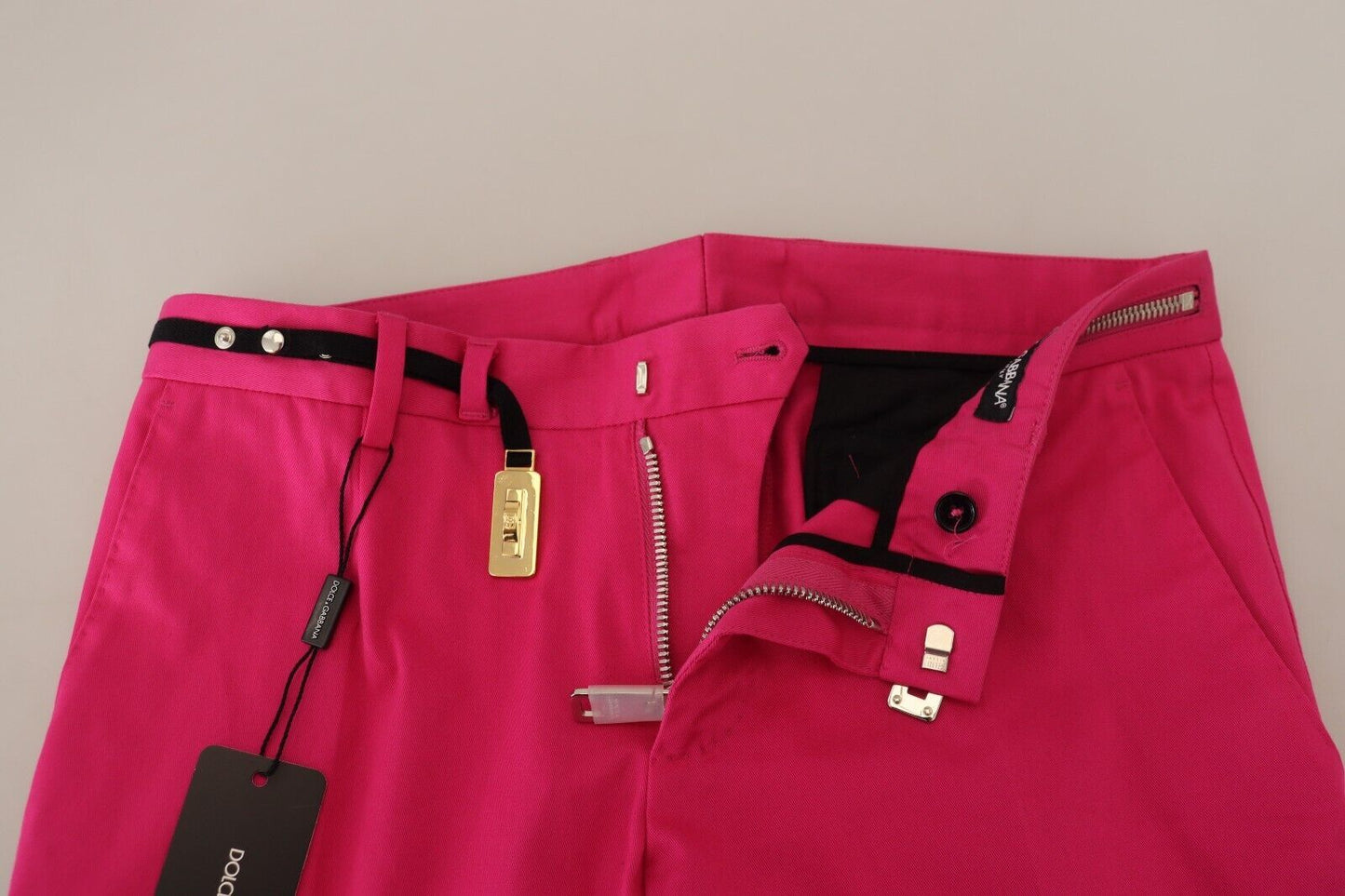 Dolce &amp; Gabbana Rosa Byxor Med Dragkedja Och Spänne I Midjan