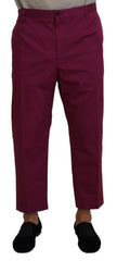 Dolce & Gabbana Magenta Cotton DG Logo Pocket Trouser Pants