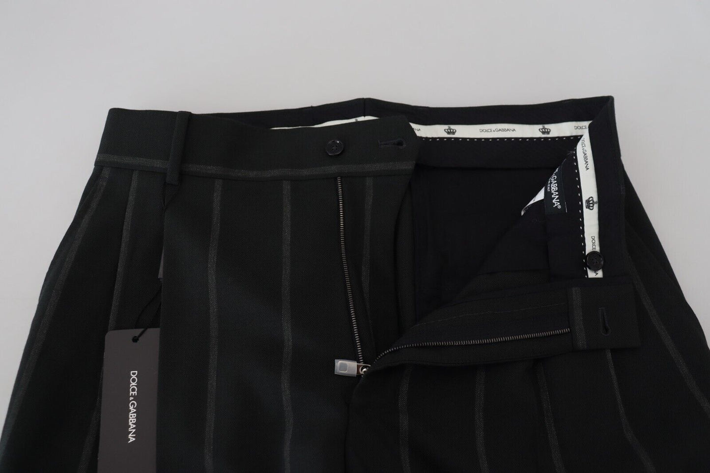 Dolce &amp; Gabbana Svarta Randiga Herrbyxor Bomullsbyxor