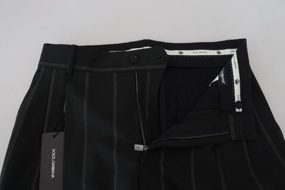 Dolce &amp; Gabbana Svarta Randiga Herrbyxor Bomullsbyxor
