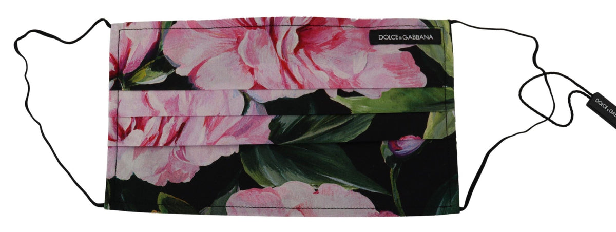 Dolce & Gabbana Black Floral Pleated Elastic Ear Strap Face Mask