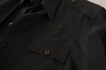 Dolce &amp; Gabbana Mörkgrön Bomull Slim Fit Casual Herrskjorta