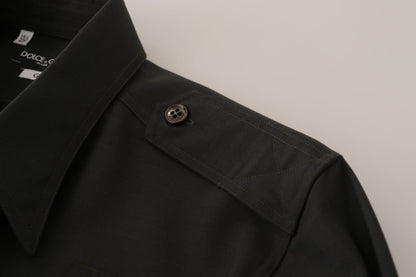 Dolce &amp; Gabbana Mörkgrön Bomull Slim Fit Casual Herrskjorta