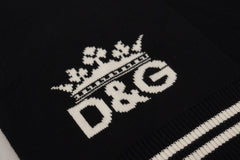 Dolce &amp; Gabbana Svartvit Bomull DG Mönstrad Kashmir Sjal Halsduk