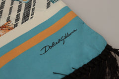 Dolce &amp; Gabbana Flerfärgad Snäckskal DG Mönstrad Sidensjal med Fransar