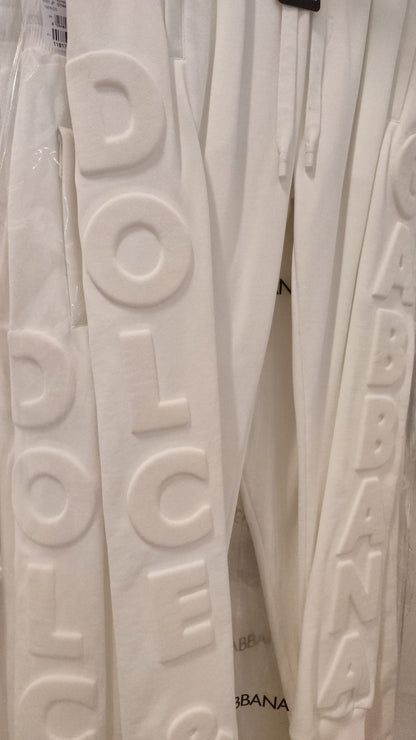 Dolce &amp; Gabbana Vita Sportlogotyp Bomullsmjukisbyxor Byxor