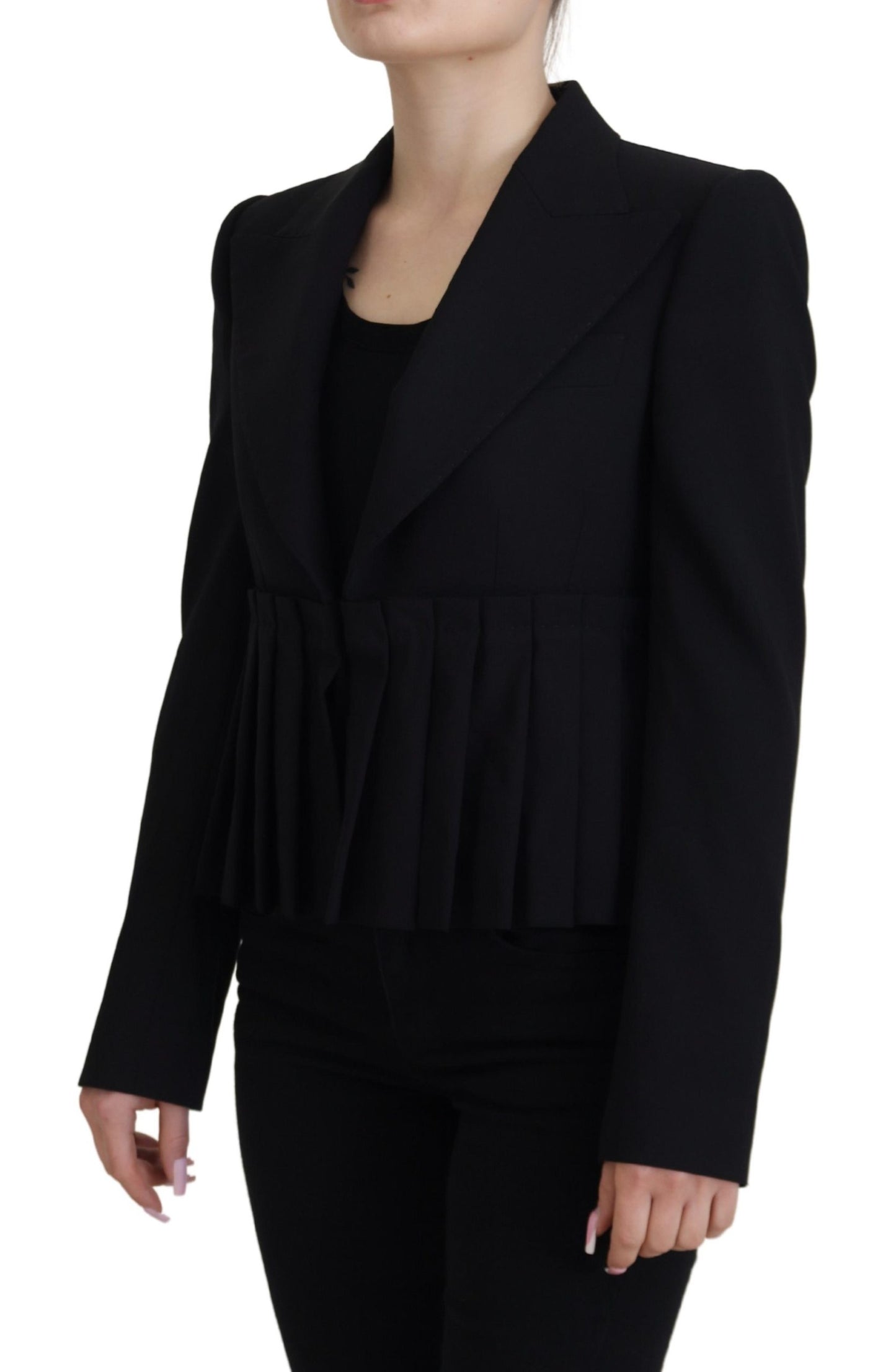 Dolce &amp; Gabbana svart enkeltspent blazer i ulljakke