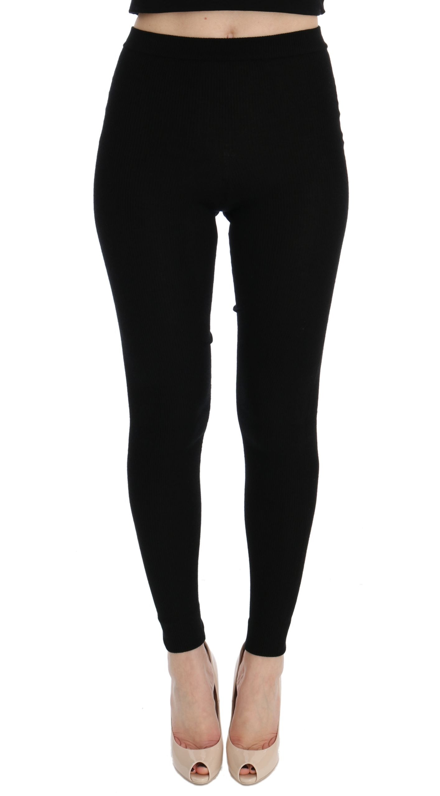 Svarta Slim Fit Dam Kashmirbyxor