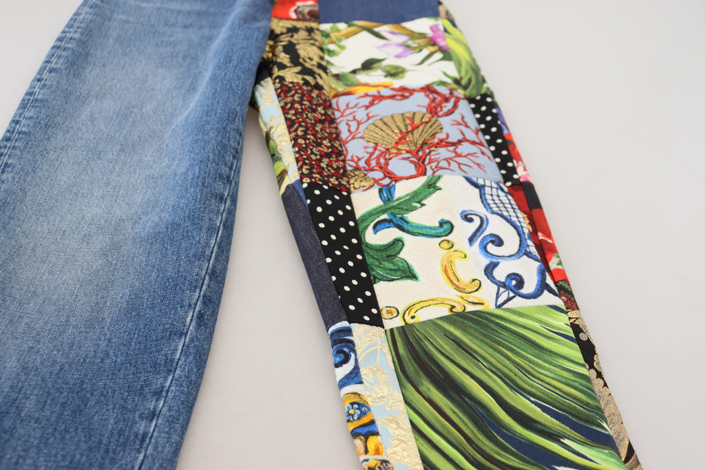 Blåa Jacquard Majolica-jeans med hög midja