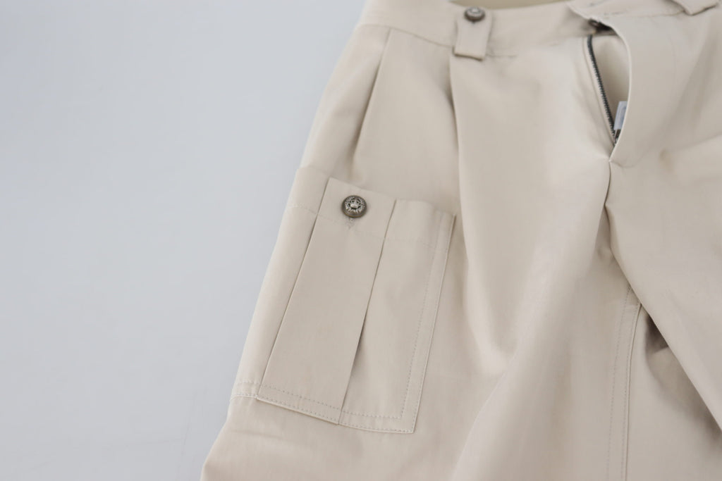Beige byxor med hög midja för kvinnor