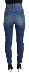 Dolce & Gabbana Blue Cotton High Waist Skinny Denim Jeans