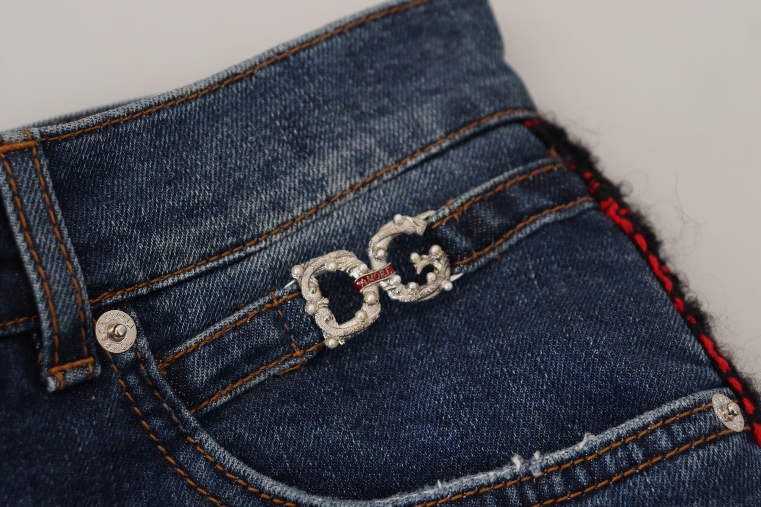 Blå rutiga skinny jeans med rygg