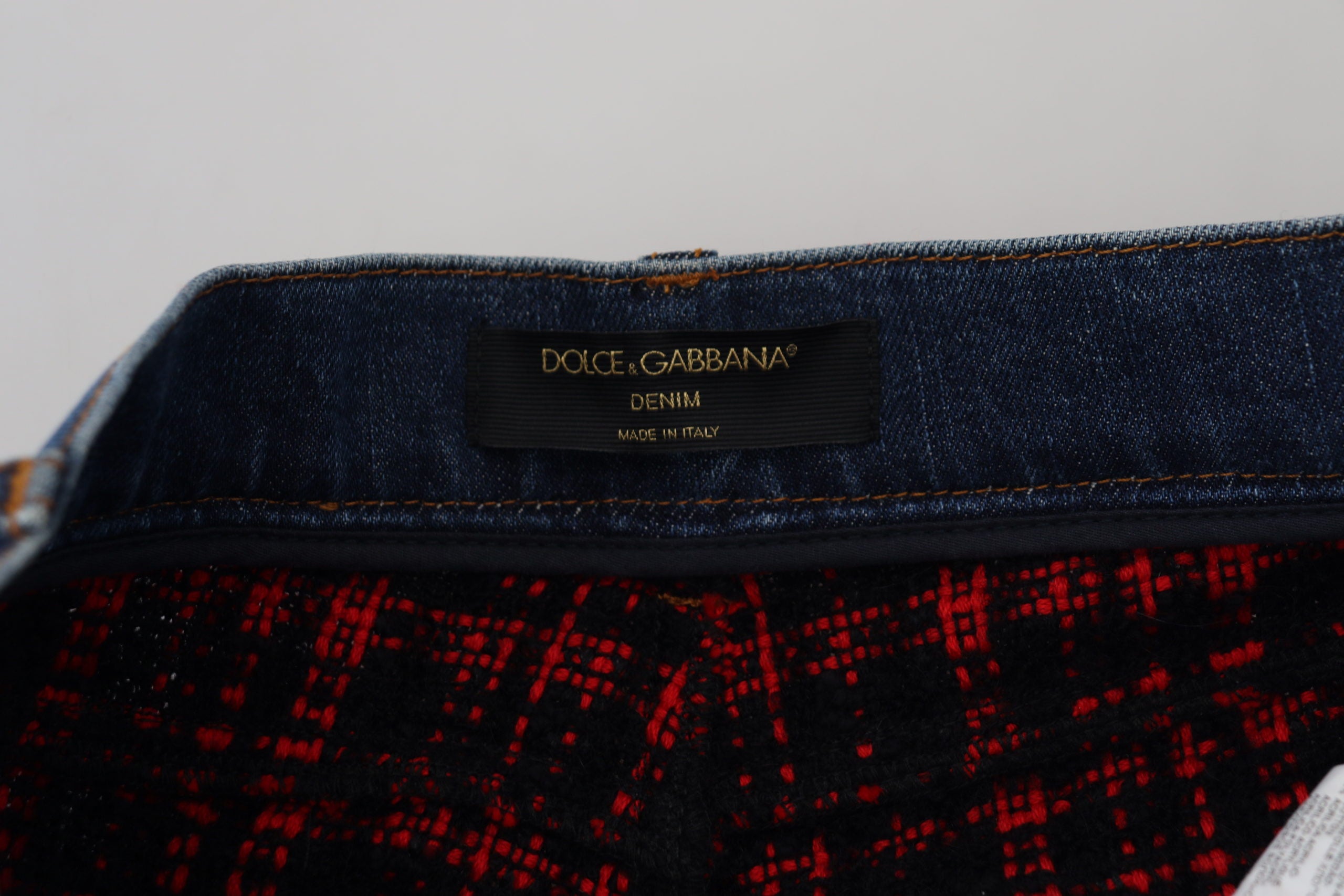 Blå rutiga skinny jeans med rygg