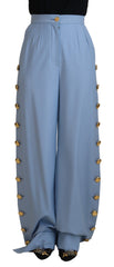 Dolce & Gabbana Light Blue Button Wide Leg Pants