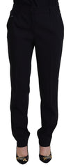 Dolce & Gabbana Black Tapered Women Wool Pants
