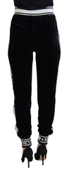 Dolce & Gabbana Black DG Logo Velvet Trouser Pants