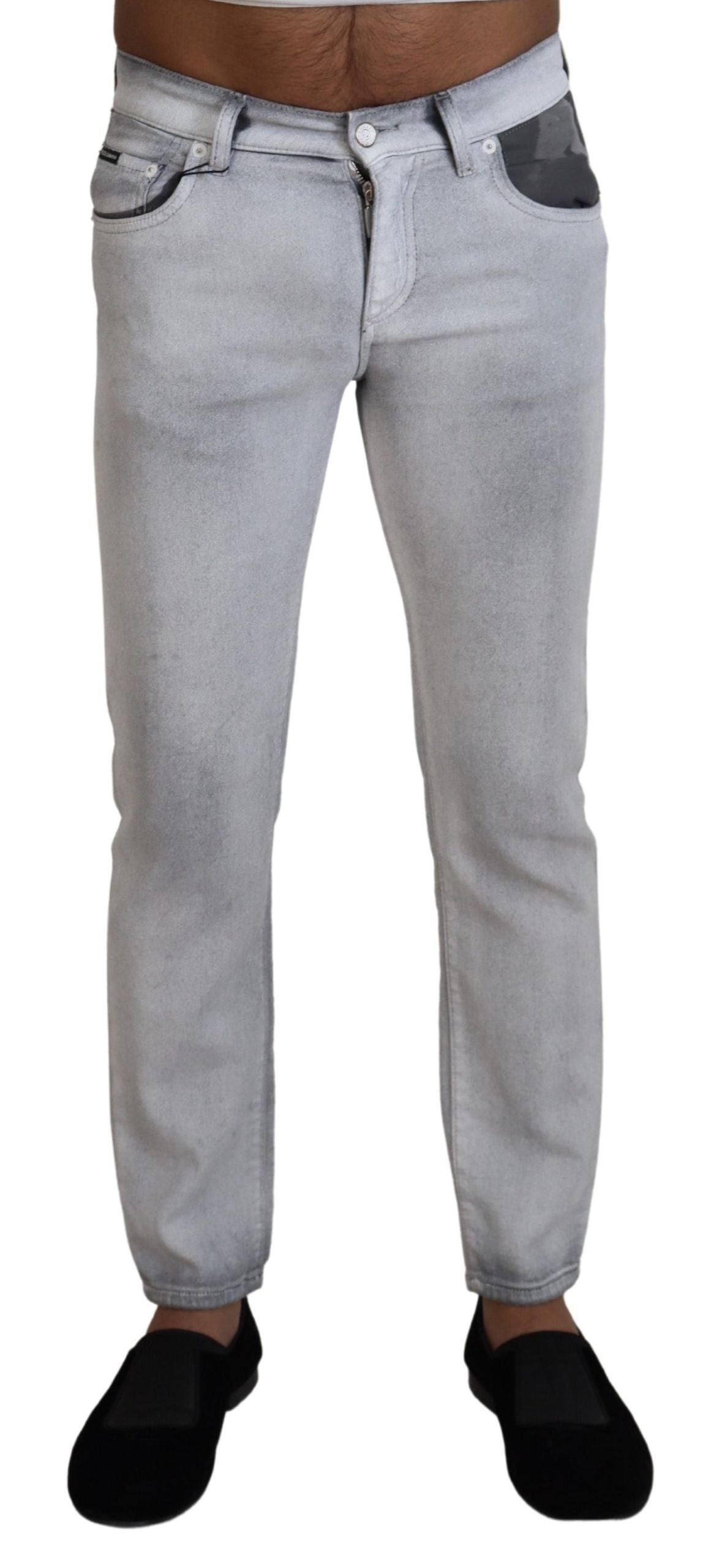 Dolce &amp; Gabbana Grå Tvättade Skinny Herrjeans