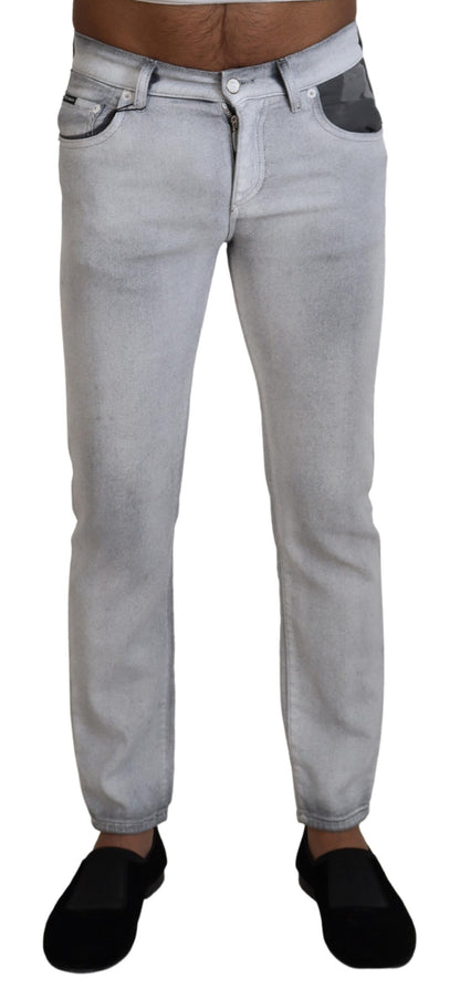 Dolce &amp; Gabbana Grå Tvättade Skinny Herrjeans