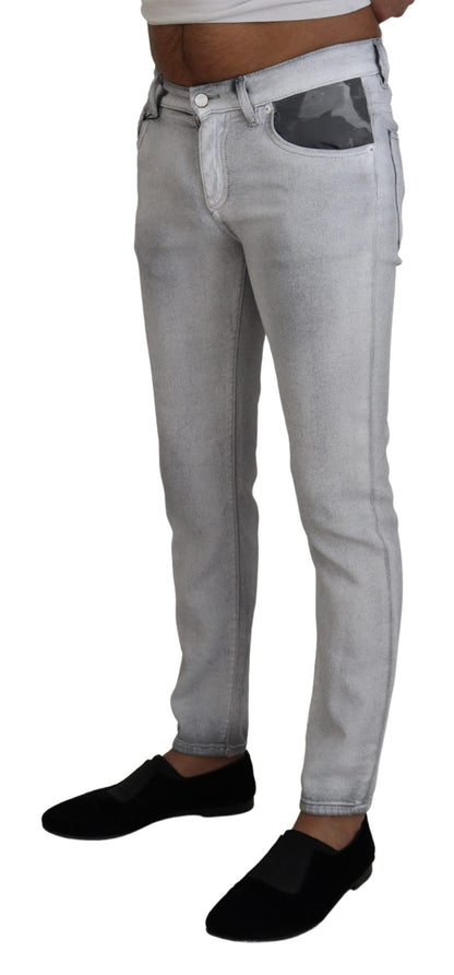 Dolce &amp; Gabbana Grå Tvättade Skinny Herrjeans