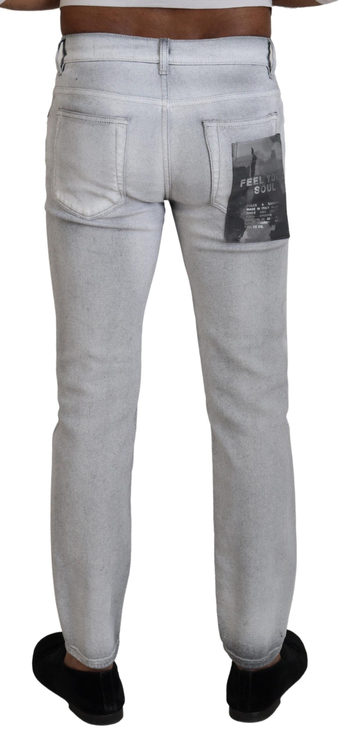 Dolce &amp; Gabbana Grå Tvättade Skinny Herrjeans