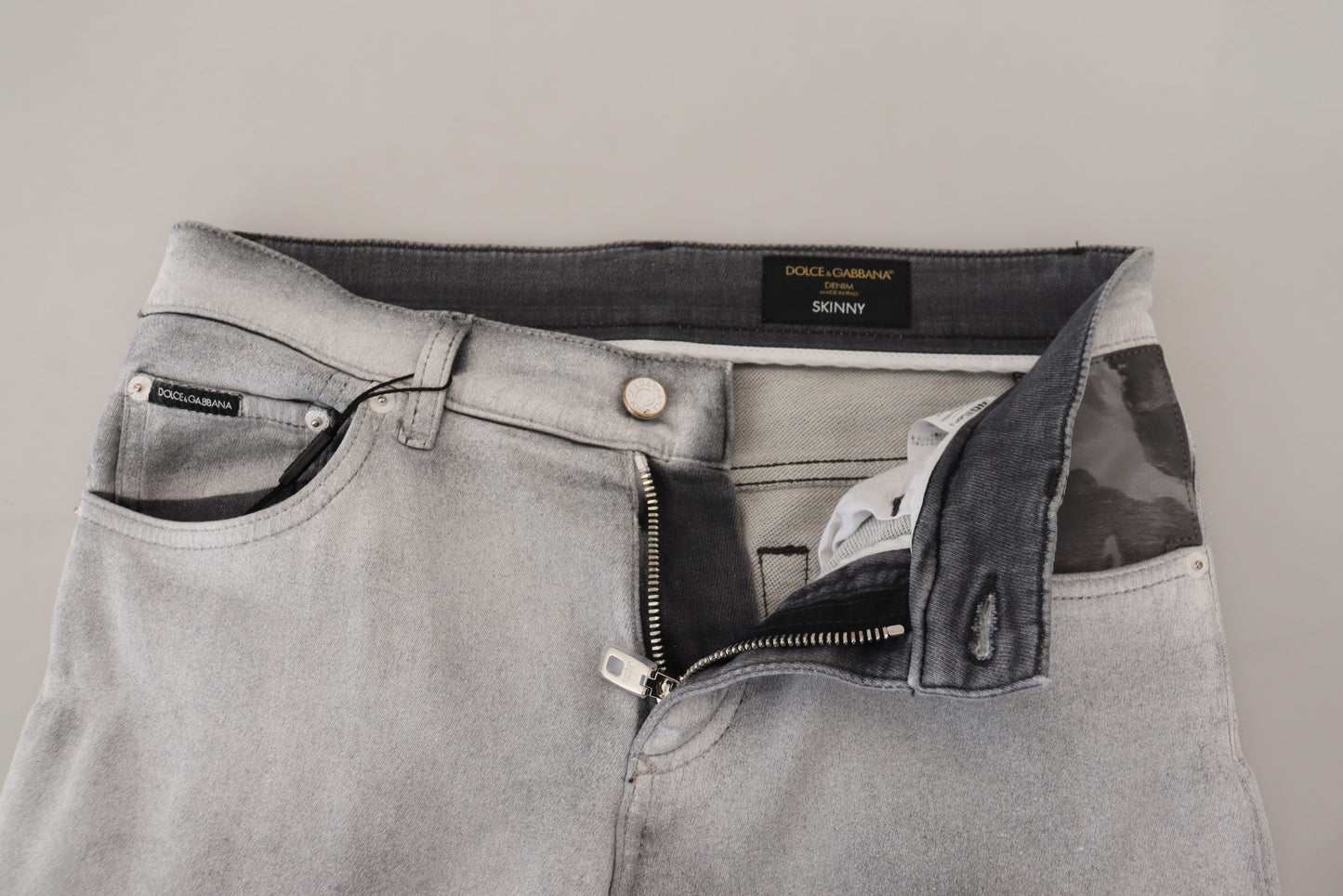 Dolce &amp; Gabbana Grå Tvättade Skinny Herrjeans