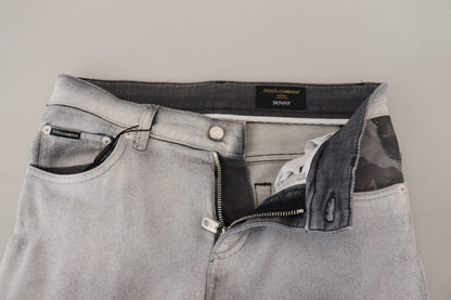 Dolce &amp; Gabbana Grå Tvättade Skinny Herrjeans