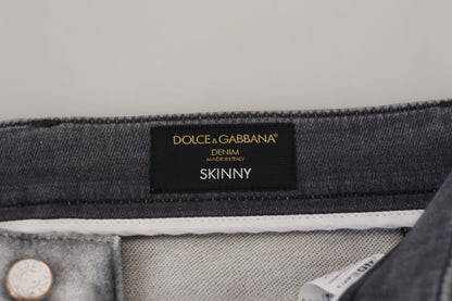 Dolce &amp; Gabbana Grå Tvättade Skinny Herrjeans