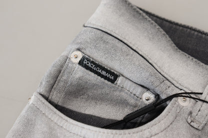Dolce &amp; Gabbana Grå Tvättade Skinny Herrjeans