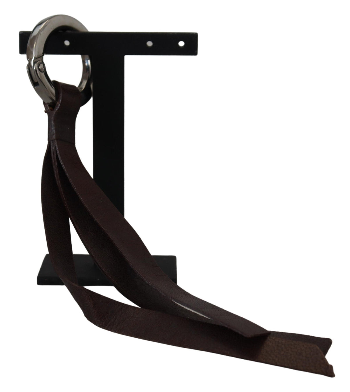 Costume National brunt skinn sølvfarget metallnøkkelring