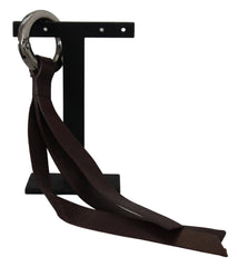 Costume National brunt skinn sølvfarget metallnøkkelring