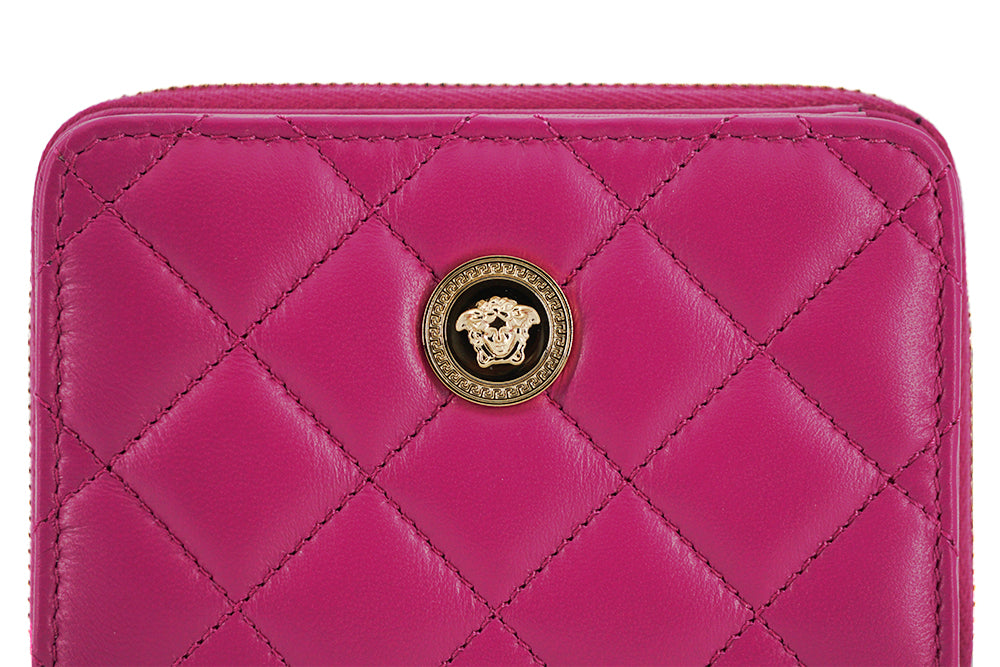 Elegant lilla quiltet skinnlommebok