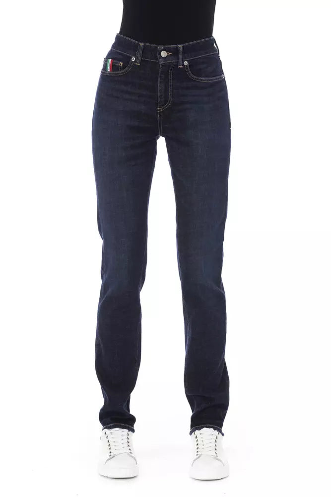 Blå bomullsjeans för kvinnor