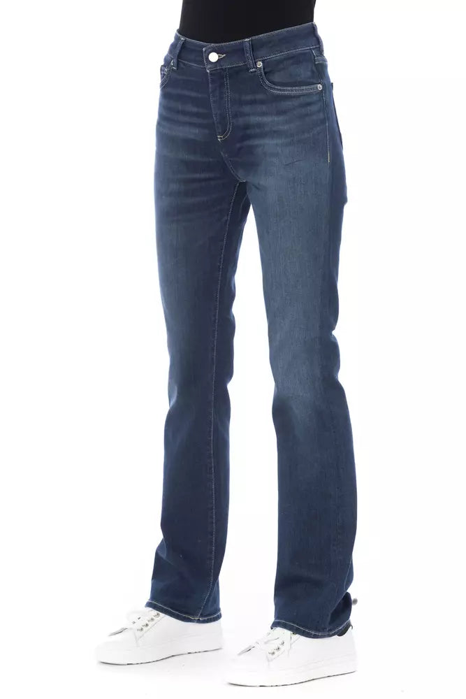 Blå bomullsjeans för kvinnor