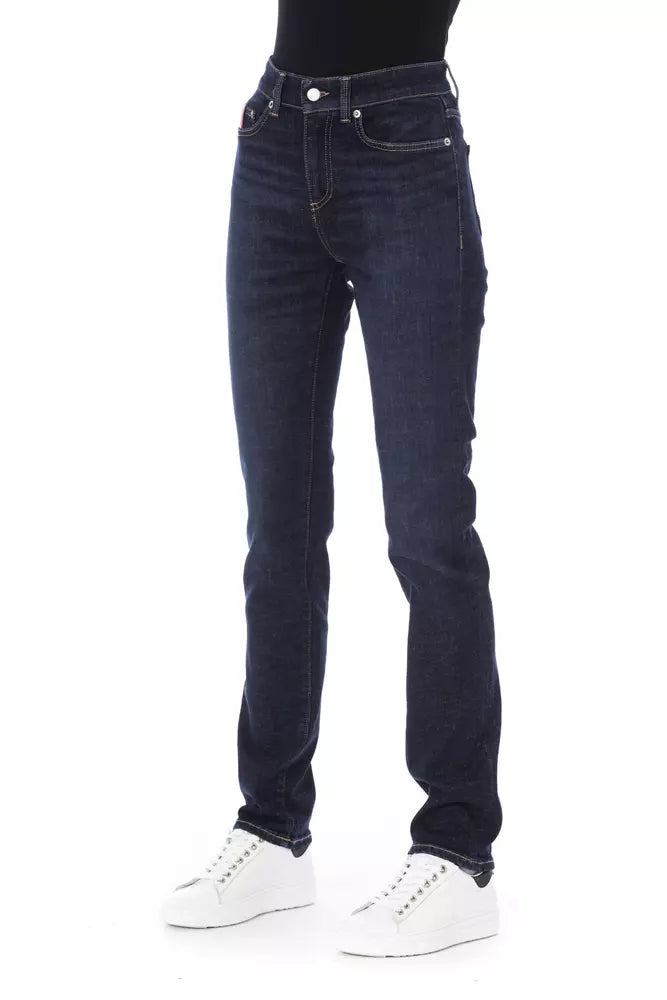Blå bomullsjeans för kvinnor