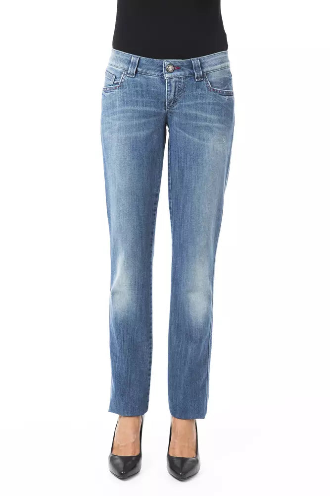 Blå bomullsjeans för kvinnor
